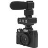 Elprico Videocamera 4K, Videocamera per Vlogging con Zoom Digitale 16x con Microfono, Videocamera Digitale Palmare da 1500 MAh 48 MP con Riempimento Luminoso, Schermo IPS da 3,0 Pollici,