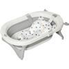 HOMCOM Vaschetta Bagnetto Pieghevole per Bambini 0-3 Anni con Indicatore di Temperatura e Cuscino, 81.5x50.5x23.5cm, Bianco|Aosom