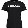 HEAD Maglietta Club Basic Donna, Nero, S