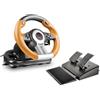 Speedlink DRIFT OZ Racing Wheel - Volante da gioco USB per PC/computer, pedali per gas e freno, colore nero-arancione