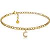GD GOOD.designs Cavigliera d'oro con lettere impermeabili I Cavigliera da donna placcata oro 18 carati I Cavigliera regolabile (22-27 cm) acciaio inossidabile (C)