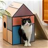 Conlun Cuccia in Cartone con Tiragraffi & Catnip, Casa Facile da Montare, Adatta a Decorazioni, per Gatto Domestici e Piccoli Animali