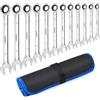 SORAKO Set di chiavi a cricchetto, 12 pezzi, chiavi combinate a 72 denti, ingranaggi a cricchetto da 8-19 mm, set di chiavi combinate a testa fissa, in sacchetto arrotolato