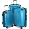 HAUPTSTADTKOFFER - ALEX - Set di 3 valigie, valigie rigide, trolley, bagaglio da viaggio opaco, set da viaggio, TSA, 4 ruote doppie (S, M e L), Ciano