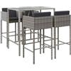 vidaXL AX Tavolo Bar 4 Sgabelli Cuscini Polyrattan 110x70x110cm Patio Giardino 3200659