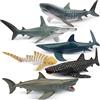 TOYMANY Set di 6 personaggi di squalo con animali marini, giocattolo da 12 a 14 cm, realistico, giocattolo di squalo per bambini, per giocare o come decorazione