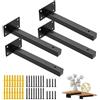 Drasohuija 4 Pezzi Staffe per Mensole Pesanti,Supporto Mensole da Muro,Staffe per Scaffali Industriale,Mensola Galleggiant Supporto di Metallo Nero,Montato per Scaffali Stile Vintage,per Reggi Mensola (8in/20cm)