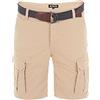 riverso RIVJakob - Pantaloncini da Uomo Cargo con Tasche Bermuda 100% Cotone con Cintura, Nero, Mimetico, Beige, Verde Oliva, Blu - 30W - 42W - Middle Beige (20300) - 33