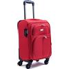 R.Leone/Ormi Valigia Trolley Espandibile bagaglio a mano 4 ruote in stoffa adatto easyjet 45X36X20 214 (Rosso, XS Bagaglio a mano 51cm)