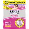 Lines Specialist Maternity, Mutandine Assorbenti Lines Maternity Post Parto, con Supporto Dell'Addome e Assorbenza Rapida per Perdite Post Parto, Taglia M, Confezione da 24 Unità