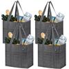 VENO 4 Pezzi Borsa per la spesa pieghevole con fondo rigido, tasca anteriore, borse spesa riutilizzabili, borsa shopper multiuso, borsa da spiaggia per shopping, vacanze, picnic (Nero Finestra, 4 Pz.)