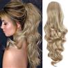 YEESHEDO Coda Capelli Extension Biondo cenere Coda di cavallo a onda lunga 24 pollici, clip in estensione dei capelli sintetici ricci ondulati, parrucchino avvolgente con coulisse per le donne