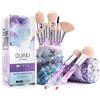 DUAIU Pennelli da trucco con setole sintetiche di alta qualità, manico in cristallo, set di pennelli per fondotinta, viso, labbra, occhi, set professionale con confezione regalo stellata (rosa)