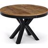 WFL GROUP Tavolo Da Pranzo Allungabile Rotondo - Tavolo In Stile Loft Con Gambe in Metallo Nero - Tavolo Stile Industriale Per Soggiorno - Salvaspazio - Rovere Lefkas - Nero - 120 cm