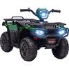 HOMCOM 12V Quad Elettrico per Bambini 3-5 Anni in PP e Acciaio con 3 Luci LED, Velocità max 4km/h e 50 Minuti max di Utilizzo, 88x45x50 cm, Nero e Verde