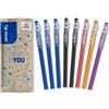 PILOT - Set di 8 Penne FriXion Ball Stick - Penna a strappo con Inchiostro Termosensibile - La FriXion economica - 3 Blu, 2 Nere, 1 Corallo, 1 Arancione, 1 Viola - Punta Media