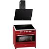 GURARI Fornello a induzione E 913 R + GCH 268 Bl 9 Prime, Range Cooker/Elettrico, 90 cm FLEX piano cottura a induzione + cappa aspirante 90 cm, rosso