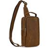 newsbirds Borse Petto Borsa Crossbody Pelle Zaino Spalla Monospalla Pelle Marsupio Zainetto Piccolo Sling Bag Borsello a Tracolla per Uomo Viaggio Trekking Camminare, 9332 Marrone chiaro