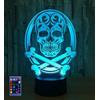 HPBN8 Ltd 3D Cranio Night Light LED Lampada 7/16 cambiamento di Colore USB Alimentato Telecomando Decor Table Gift Decorazioni di Natale regalo di San Valentino regalo di Compleanno