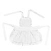 Nikou Grembiule da cucina Grembiule da cameriera bianco da donna Grembiule con orlo arricciato Grembiule in cotone tinta unita