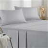 Poligino Lenzuola Una Piazza e Mezza 140x190/200cm - Completo Lenzuola 4 Pezzi in Microfibre - Lenzuolo con Angoli - Lenzuola Sopra - 2 Federa 50x80 - Grigio Chiaro