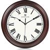Lafocuse 30cm Orologio da Parete Numeri Romani Vintage, Silenzioso Orologio Mogano Color Retro, Classico Elegante Design senza Ticchettio per Soggiorno Camera da Letto Cucina