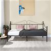 H.J WeDoo - Divano letto singolo in metallo stile vittoriano, divano letto per soggiorno e camera da letto, adatto per materassi da 90 x 190 cm, colore nero Singolo Nero