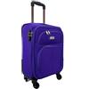 R.Leone Valigia Trolley Espandibile bagaglio a mano 4 ruote in stoffa 214 (Viola, XS Bagaglio a mano 51cm)