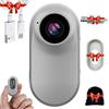 Camic Thumb Motion Camera, 1080p Mini Action Camera High Clear Sports Recorder Camera Waterproof with Screen Support Photo/Video/Playback Loop (White(No Card))