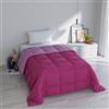 Italian Bed Linen Trapunta Invernale Piazza e Mezzo 220x260 cm, Bicolore, Doubleface, Microfibra, Made in Italy - Piumone Imbottitura 300gr Fucsia/Lilla