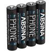 ABSINA 4x Batterie per cordless Gigaset 800 mAh - AAA batteriA NiMH da 1,2V - A400 A415 AS40 A510 AS69 C430 C530HX CL660HX E560 E290A