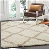 SAFAVIEH Tappeto Shag per Soggiorno, Sala da pranzo, Camera da letto - Dallas Shag Collection, A Pelo Lungo, Avorio e Beige, 91 X 152 cm