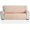 MAXIFUNDAS FUNDAS DE SOFA & CHAISE LONGU MAXIFUNDAS | Copridivano Imbottito Reversibile 2 Posti - Extra Morbido Beige/Marrone - Con Strisce Elastiche di Fissaggio - Modello MAUI