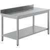 Amitek Tavolo Inox con Ripiano Amitek TDL127A - Dim. 120x70x95h cm - con Alzatina