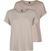 Only ONLMOSTER - Camicetta da donna, vestibilità normale, girocollo, basic, a maniche corte, colore marrone, blu, rosa, verde, nero, XS, S, M, L, XL, XXL, confezione da 2 pezzi, Ethera W/ Cd Stripes,