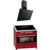 GURARI Fornello a induzione E 913 R + GCH 286 BL 9 Prime, Range Cooker/Elettrico, 90 cm FLEX piano cottura a induzione + cappa aspirante 90 cm, rosso