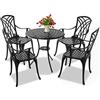 Homeology OSHOWA - Tavolo da giardino e patio, 4 grandi sedie con braccioli, in alluminio pressofuso, set bistrot