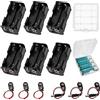 KUOQIY 6 Pezzi 4x AA 6V Supporto Batteria, 6V Portabatteria Doppio Piano in Plastica, AA Pulsante Porta Batterie con Clip Tipo I per Batteria