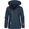 Geographical Norway Reine Lady - Giacca Cappuccio Softshell Impermeabile Donna - Giubbotto Antivento - Attività Escursioni Running Autunno Inverno Primavera (Rosso Nero L)