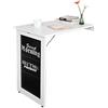 SoBuy Tavolo Pieghevole da Muro con Foglia Abbattibile Tavolo da Pranzo Allungabile con Lavagna Memo Tavolo Salvaspazio Pieghevole per Cucina, Ufficio e Piccoli Spazi Bianco 50 x 75 x 76 cm FWT20-W
