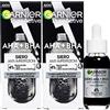 Garnier PureActive Siero Viso Anti-Imperfezioni con Carbone Niacinamide AHA BHA Trattamento Brufoli Punti Neri Segni Rossori Formula Leggera Opacizzante Uniformante Senza Residui - 2 Flaconi da 30ml