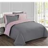 VISION Parure Copripiumino Reversibile 100% Cotone per Letto Matrimoniale maxi - Grigio Rosa | 1 Copripiumino (240×220 cm) + 2 Federe (65×65 cm) | 57 Fili/cm² | Morbido e Confortevole | Oeko-Tex