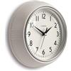 Jones Clocks® Ketchup Orologio a parete | Orologio retrò rotondo da diner | 25cm | Grigio molto pallido | Ideale per cucina, soggiorno, ufficio o camera da letto | Numeri facili da leggere