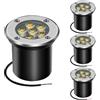 AHOTSUK Set di 4 faretti LED da pavimento, faretti tondi da incasso a pavimento 6W, lampada da terra IP67 antiruggine per vialetto scale giardino (bianco caldo)