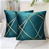 DecorMommt Grande Federe Cuscini 50x50 CM Velluto Blu Verde Copricuscini Decorativi Set di 2 Quadrati Federa Cuscino Divano Geometrica Federe per Soggiorno Camera Letto Auto Decorazione Estate