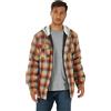 Wrangler Authentics Long Sleeve Quilted Lined Flannel Shirt Jacket with Hood Camicia, Rosso/Giallo, M Uomo