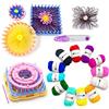 KNEWMART Telaio del Fiore Kit per Realizzare Fiori Diverse, Kit per Telaio per Maglieria Rotondo/Quadrato - con Ago (Telaio per Fiori + Filato + Forbici)