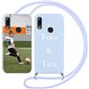 Yoedge Cover con Cordino per Huawei P smart 2019 / Honor 10 Lite Personalizzata 6,21, Custodia con Laccio Collana Custodie Personalizzabile con Foto Testi Immagine Personalizzate Blu Custom Case