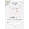 LUUK LIFESTYLE Catenina con pendente cerchi |anelli intrecciati e con frase SIMPLICITY, argento sterling 925 simbolo d'amore e d'unione, oro