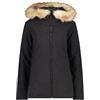 CMP Softshell jacket synthetic fur, Woman, Nero, 48